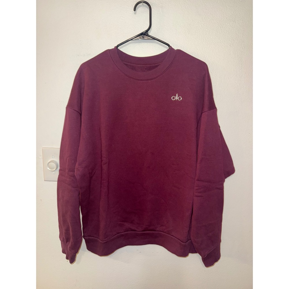 Alo Accolade Crewneck Pullover Burgundy Size S $138 MSRP RARE